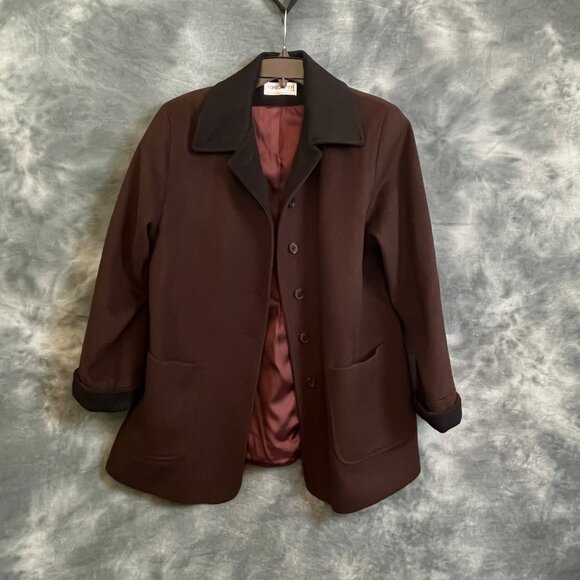 Forecaster Womens Wool Jacket Brown Black Button Up Lined Plus Size 14 Oversized - Picture 1 of 6